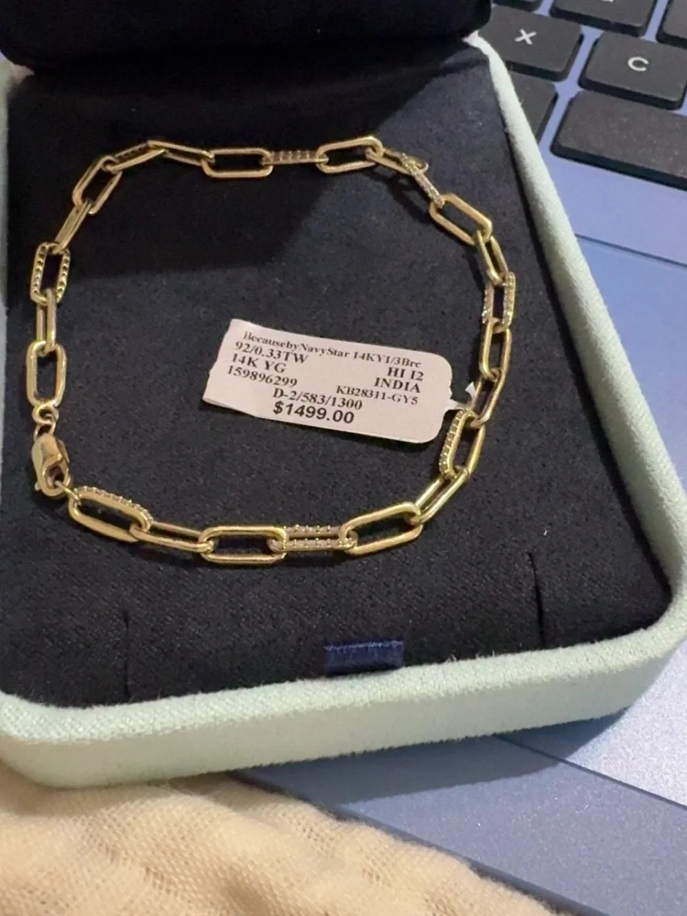14K Yellow Gold Paperclip Chain Bracelet - Gold